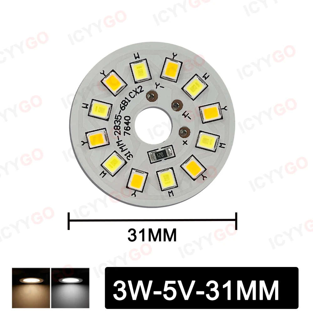 5V Light Panel  Beech Solid Wood Low Voltage Light Panel, 5V Lamp Bead LED Light Source Board, 3W White Warm Two-Color Dimming