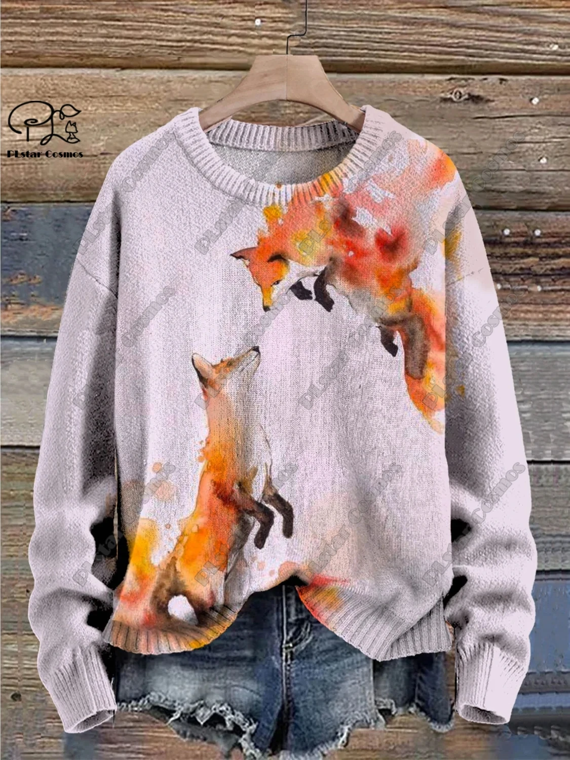 New Animal Series 3D Printed Retro Cute Fox Art Print Genuine Ugly Sweater Winter Casual Unisex Sweater