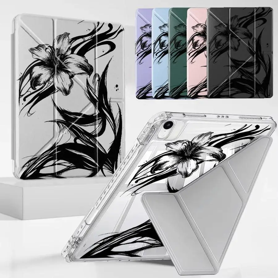 Holder Cover Tablet Case For iPad Air 4 5 M3 M2 M4 11inch Mini 6 7 Pro 11th 10th 9th 8th 7th 12.9inch Pro 2025 Y-Fold Textured