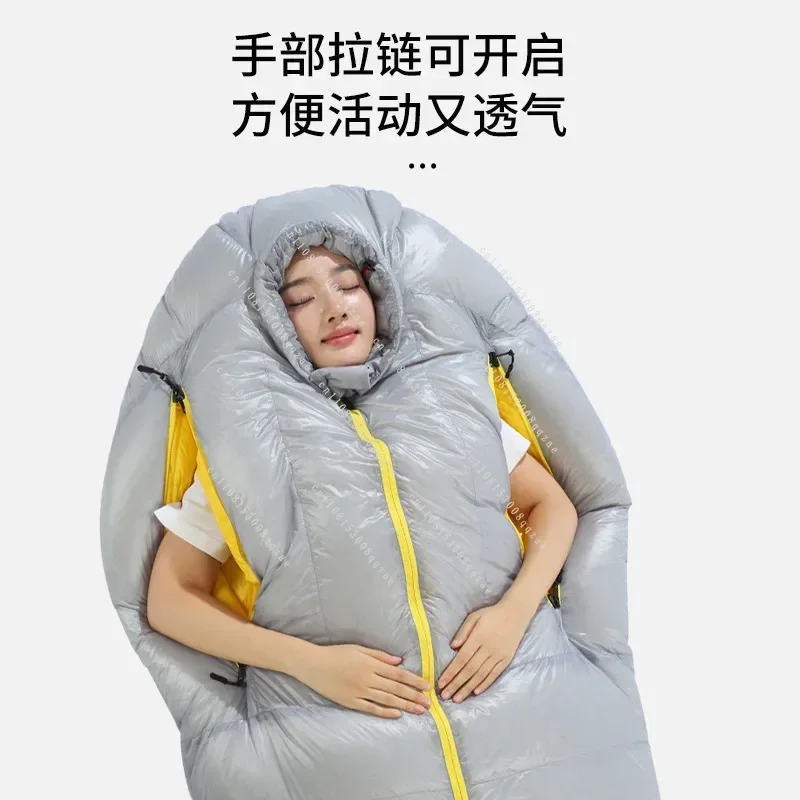 Winter Thickened Warm Down Sleeping Bag for Adults, 90% Duck Down, Cold Proof Outdoor Camping Hiking Backpacking Bag view 2