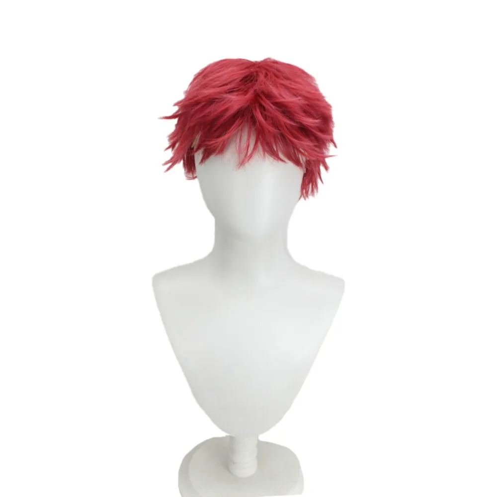 Demon Slayer Akaza Cosplay Pruik Rood Aime Kort Haar