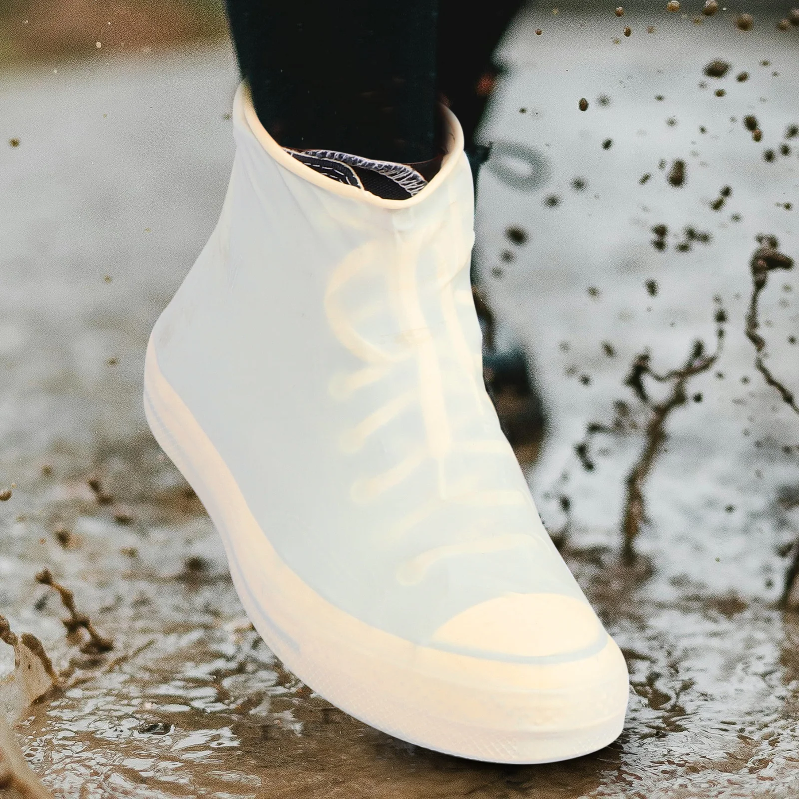 

Durable Waterproof Shoe Covers Reusable Latex Rain Protector for Men Women Soft Comfortable Lightweight Foldable Cycling Sports