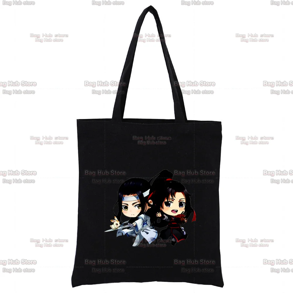 حقيبة كتف قماش سوداء للنساء ، مو داو زو شي ، جرافيك وي ووكيان لان وانجي ، موضة لطيفة ، حقائب هاراجوكو ، حقيبة يد عتيقة #5