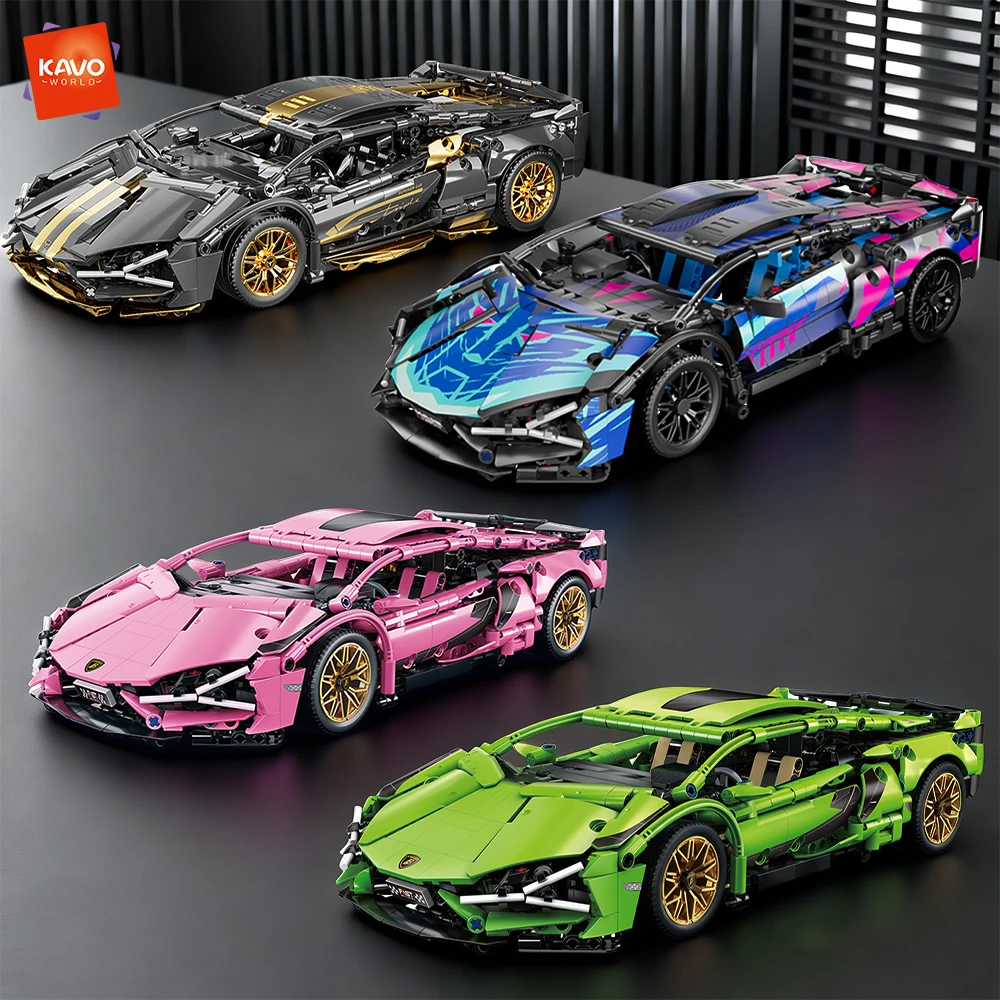 

Конструктор KAVOWORLD: Коллекционная модель гоночного суперкара с ножничными дверями и имитацией интерьера для декора рабочего стола, подарок для любителей хобби