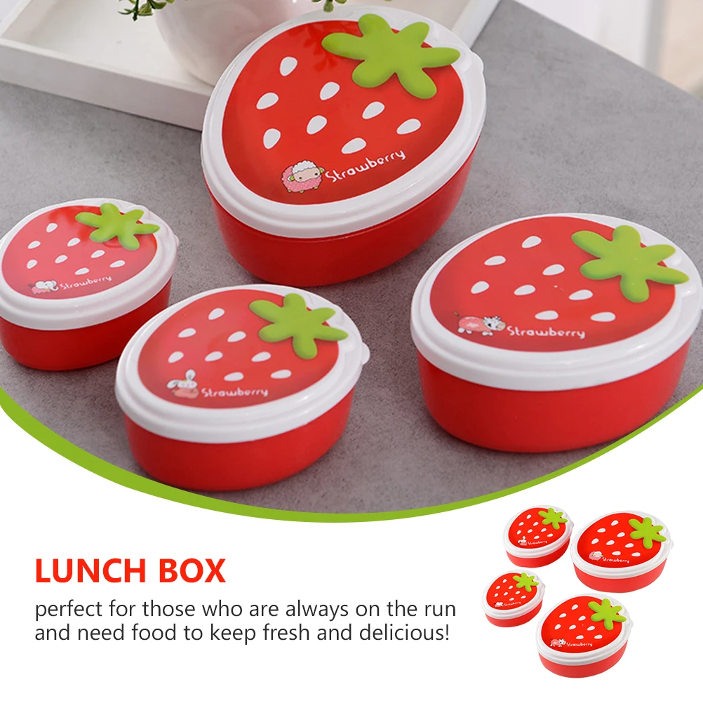 

4Pcs Kids Lunch Box Portable Bpa-Free Plastic Food Container Lightweight Sealed Bento Box Convenient for School Office Outdoor