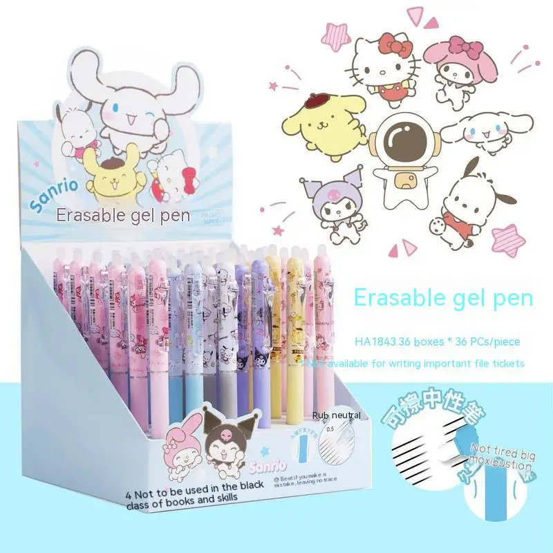 

Sanrio Kawaii Caneta Erasable Gel Pen 12-36pcs Kuromi Student Stationery Writing Pens 0.5 Black Blue School Exam Pens Office