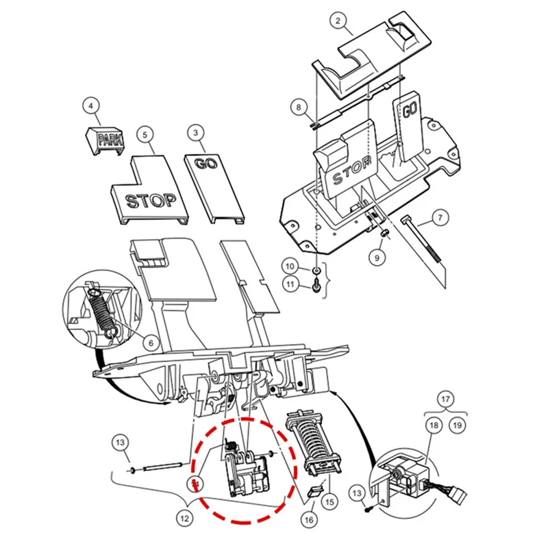 Die Sperrklinke schloss baugruppe passt für das Clubauto g & e 2013-2016. Präzedenzfall Golf wagen der 1. Generation, einschl ießlich Stecker-und Sprung feder