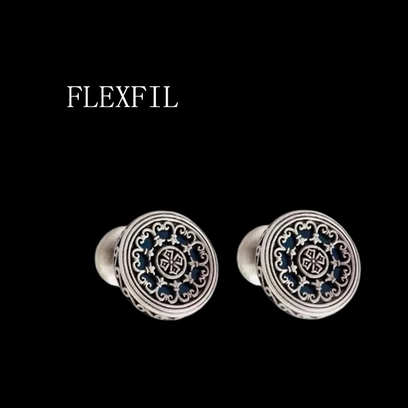 FLEXFIL Luxury shirt cufflinks for men's Brand cuff buttons cuff links gemelos High Quality round wedding abotoaduras Jewelry