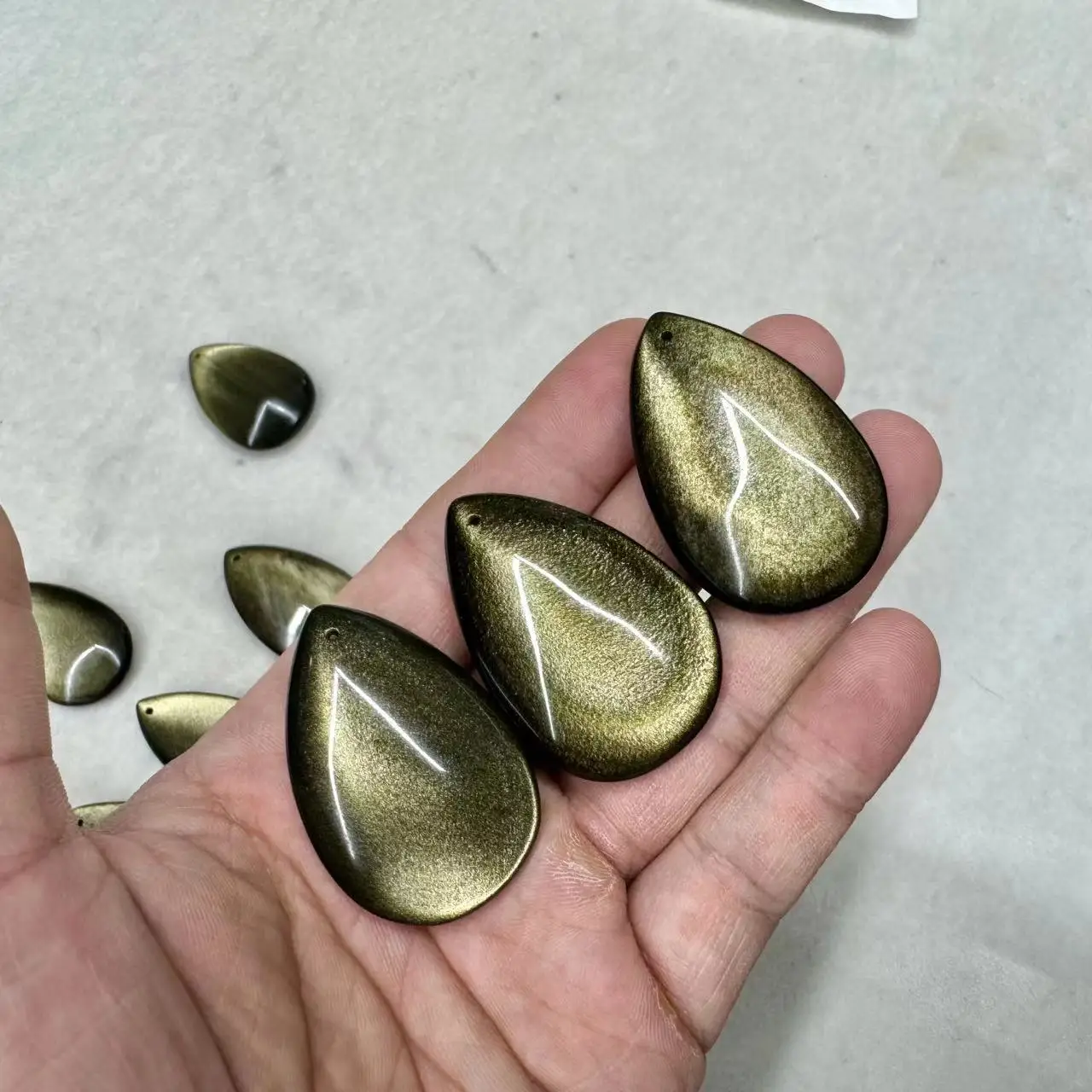 Golden Obsidian Pendant Drop Shape Natural Gemstone Jewelry For Women For Men For Gift Wholesale !