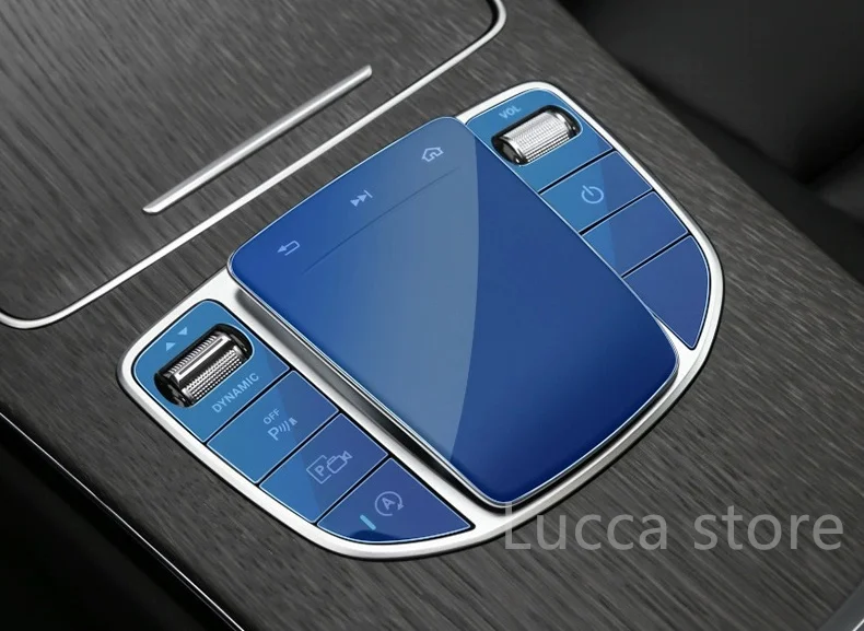 For Mercedes Benz E Class W213 C Class W205 GLC X253 Car Sticker Center Console Media Button Mouse TPU Protector Film accessory