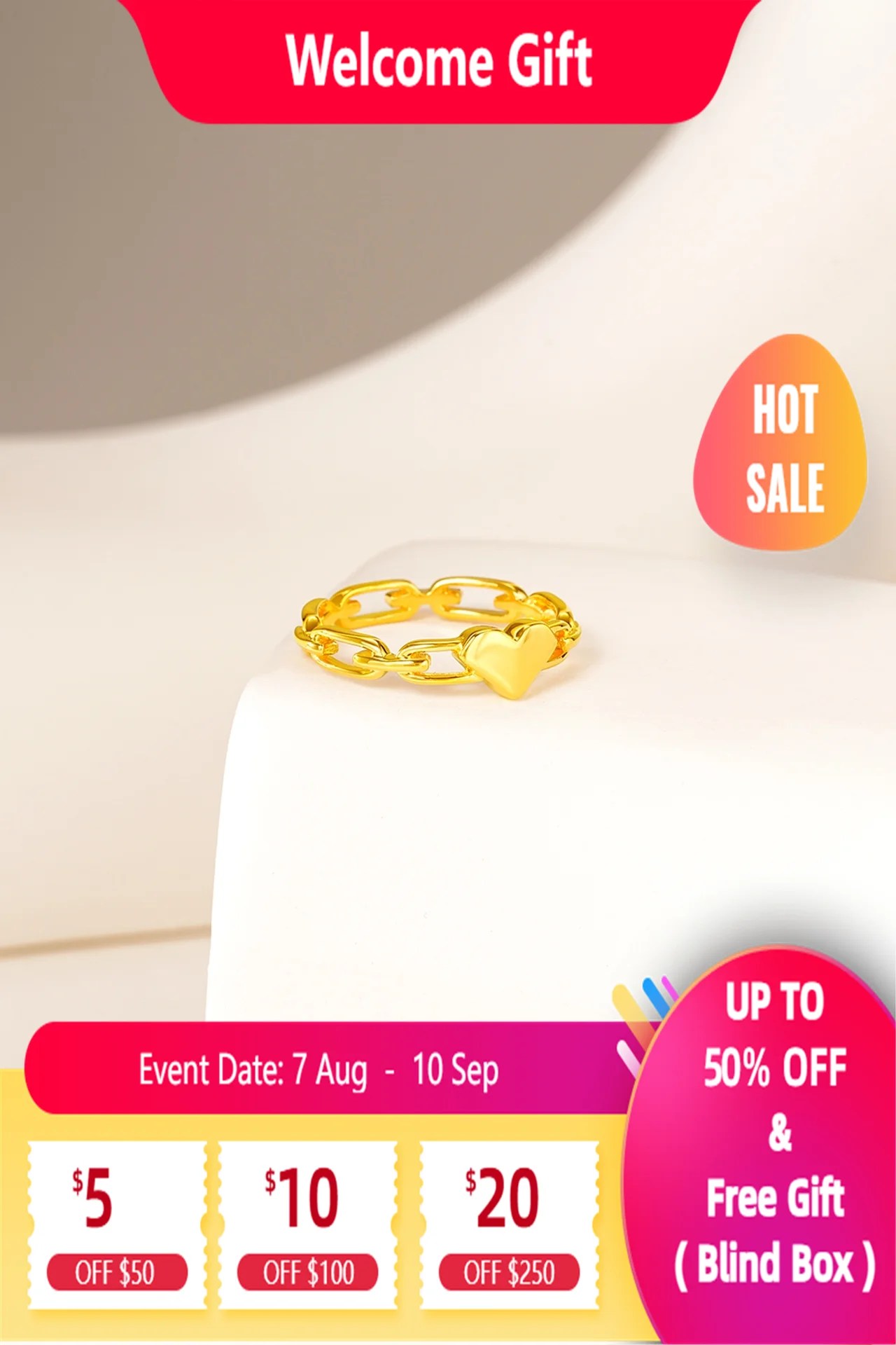 

Штабелируемые кольца Lium Gems из 24-каратного золота Vermei Heart для женщин | Массивное серебряное кольцо Love Valentines | Кольца дружбы