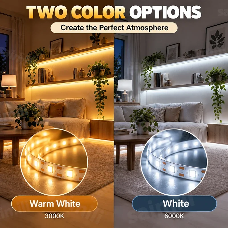 LED Under Cabinet Strip Light USB Button Switch Soft Light Self-Adhesive Cuttable For Kitchen Closet Wardrobe Shelf Lighting