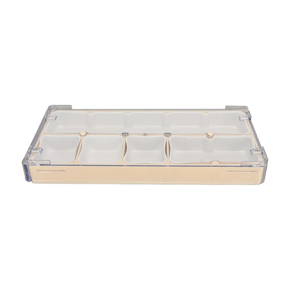 Portable Watch Parts Storage Box Stackable Beige Watch Movement Storage Box Dustproof Cover 5 Grids Watch Parts Tray