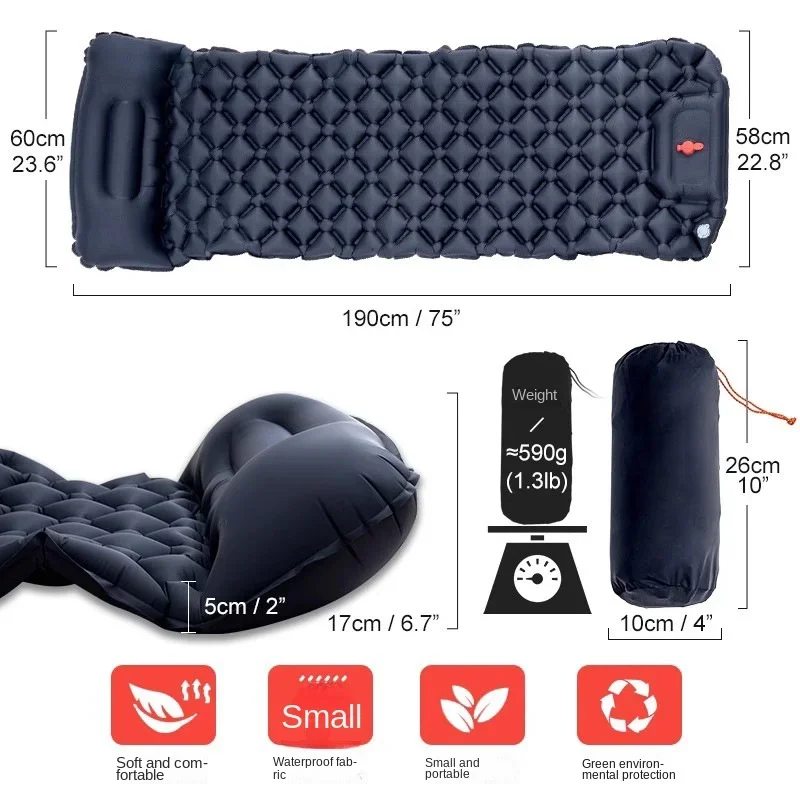 Outdoor Foot Stepping Ultra Light Inflatable Air Cushion Tent Sleeping Mat Car Camping Portable Camping Bed Moisture proof Mat