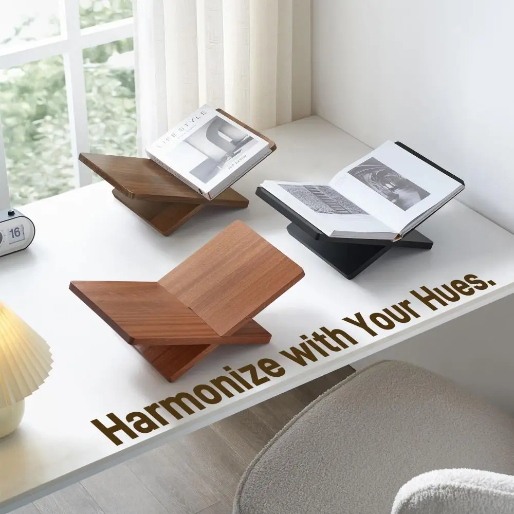 New Solid Wood Wooden Book Stand Large Size Minimalist Open Display Stand Geometric Design Ergonomic Book Holder Bible Stand