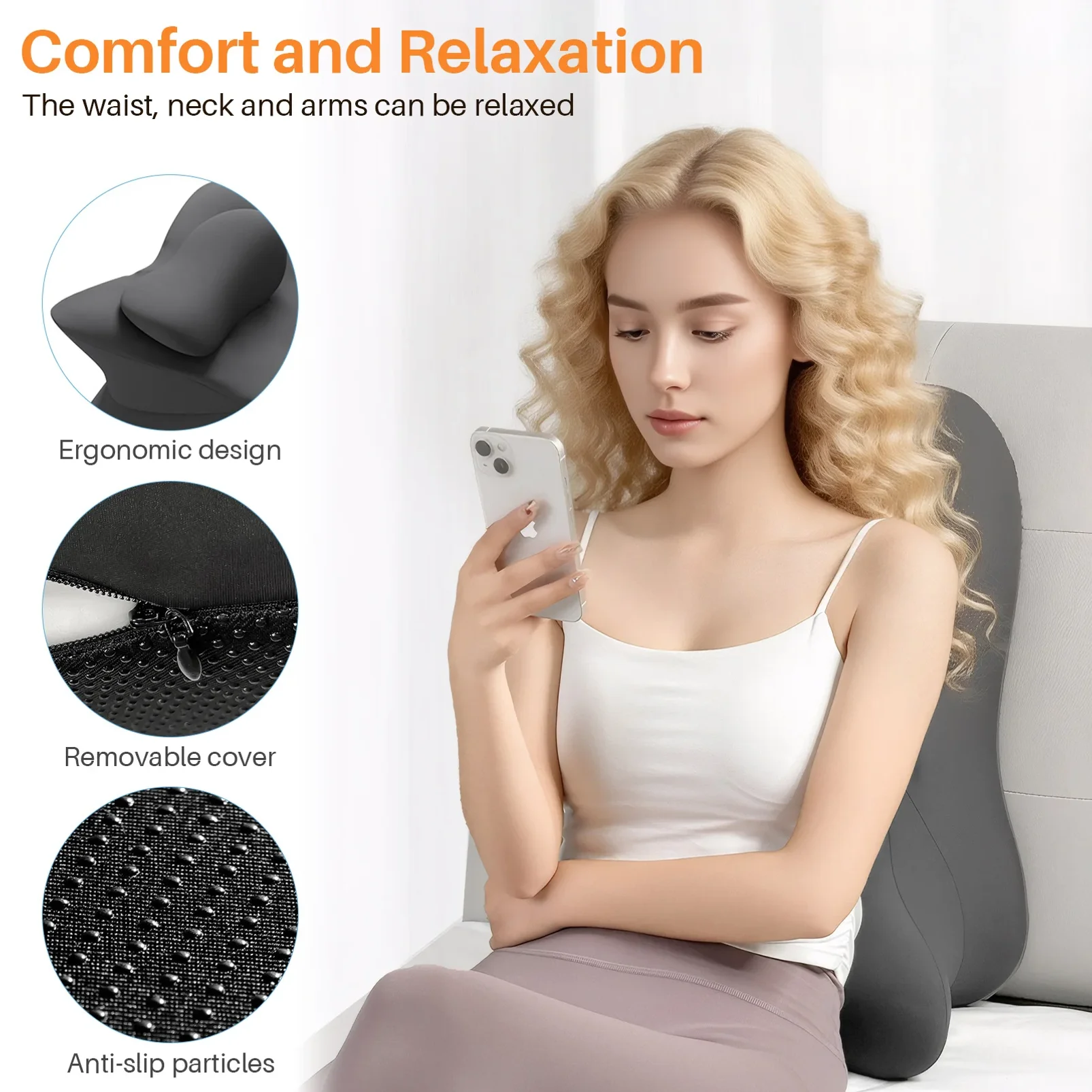 Memory Foam Ergonomic Prone Pillow Multi-Positional Wedge Pillow with Removable Cover Couple Bed Pillow for Body Pain Relief