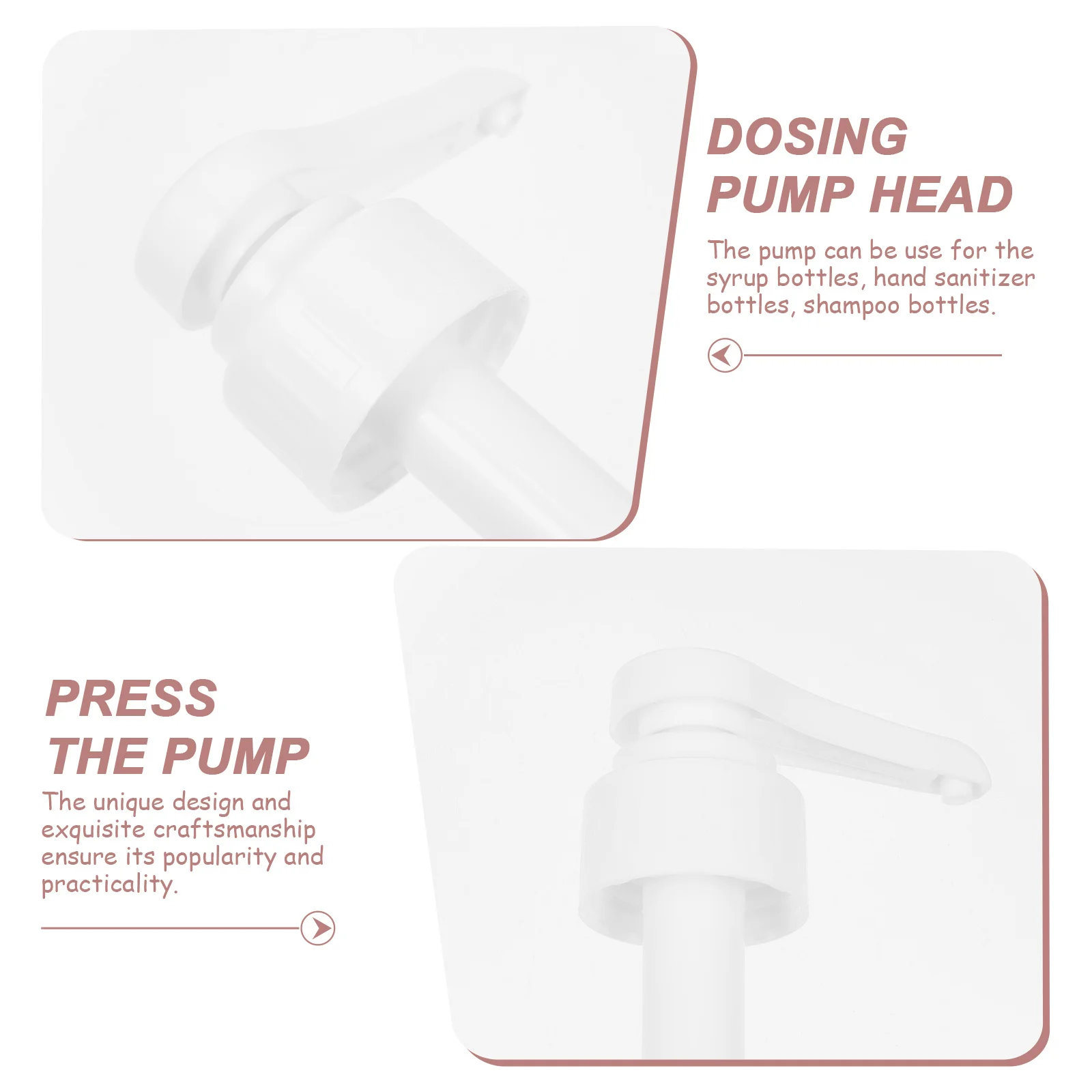 

2pcs Syrup Bottle Long Tube Pump Automatic Return Quantitative Pump Head For Beverage Dispenser Shampoo Bottle Dispenser Skin