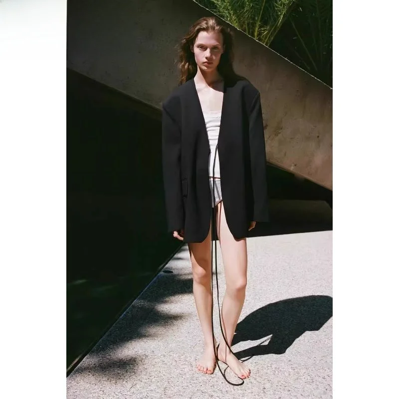 

Весна-лето 2024: Новинка! Модный универсальный женский костюм свободного кроя с бантом, пиджак с длинными рукавами из полиэстера