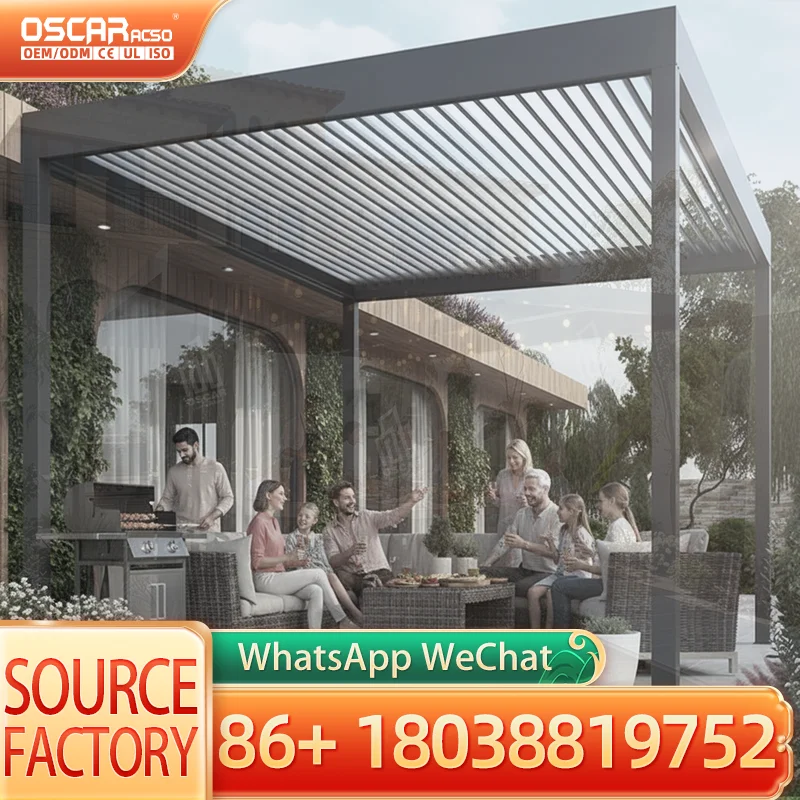 4x4 4x6 4x8 Remote Control Backyard Tent Aluminum Garden Outdoor Louvered Pergola Gazebo pergola