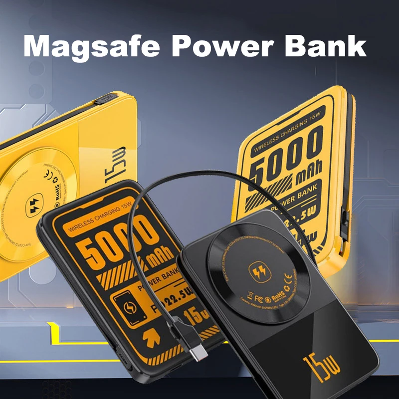 10000mAh Magnetic Wireless Power Bank PD22.5W Fast Charging Portable External Battery for Magsafe For iPhone 16 15 14 13 Samsung