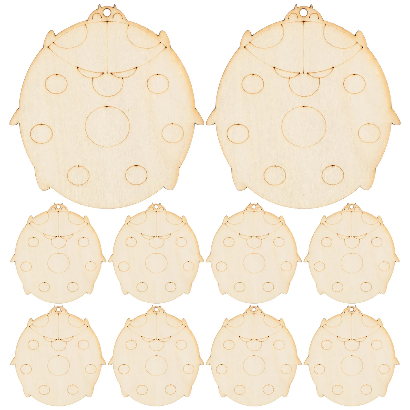 

10 шт. заготовок из дерева в форме божьей коровки, неокрашенные деревянные элементы для рукоделия, для граффити, поделок, украшений ручной работы, декора для вечеринок