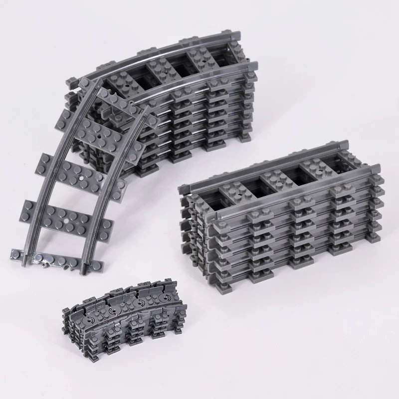 MOC 110pcs 25 Styles City Train Tracks Set Single Slip Switch Crossings Rails Bricks Building Blocks Technical Toys for kids