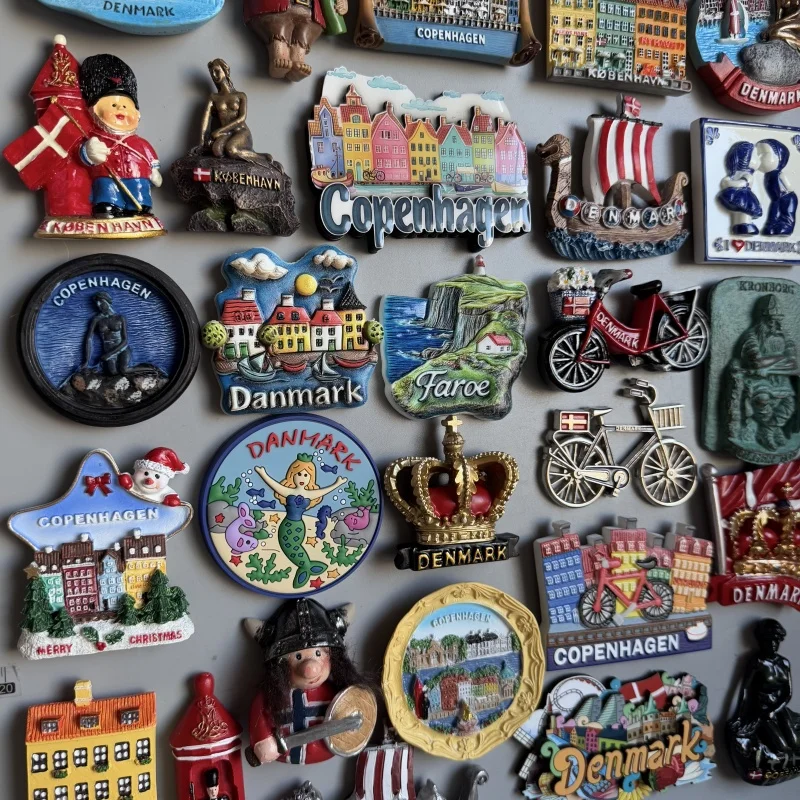 Fridge Magnet Denmark Nordic Nyhavn‌ New Harbour Street Scene House Copenhagen Danish Pirate Bicycle Refrigerator Fridge Sticker