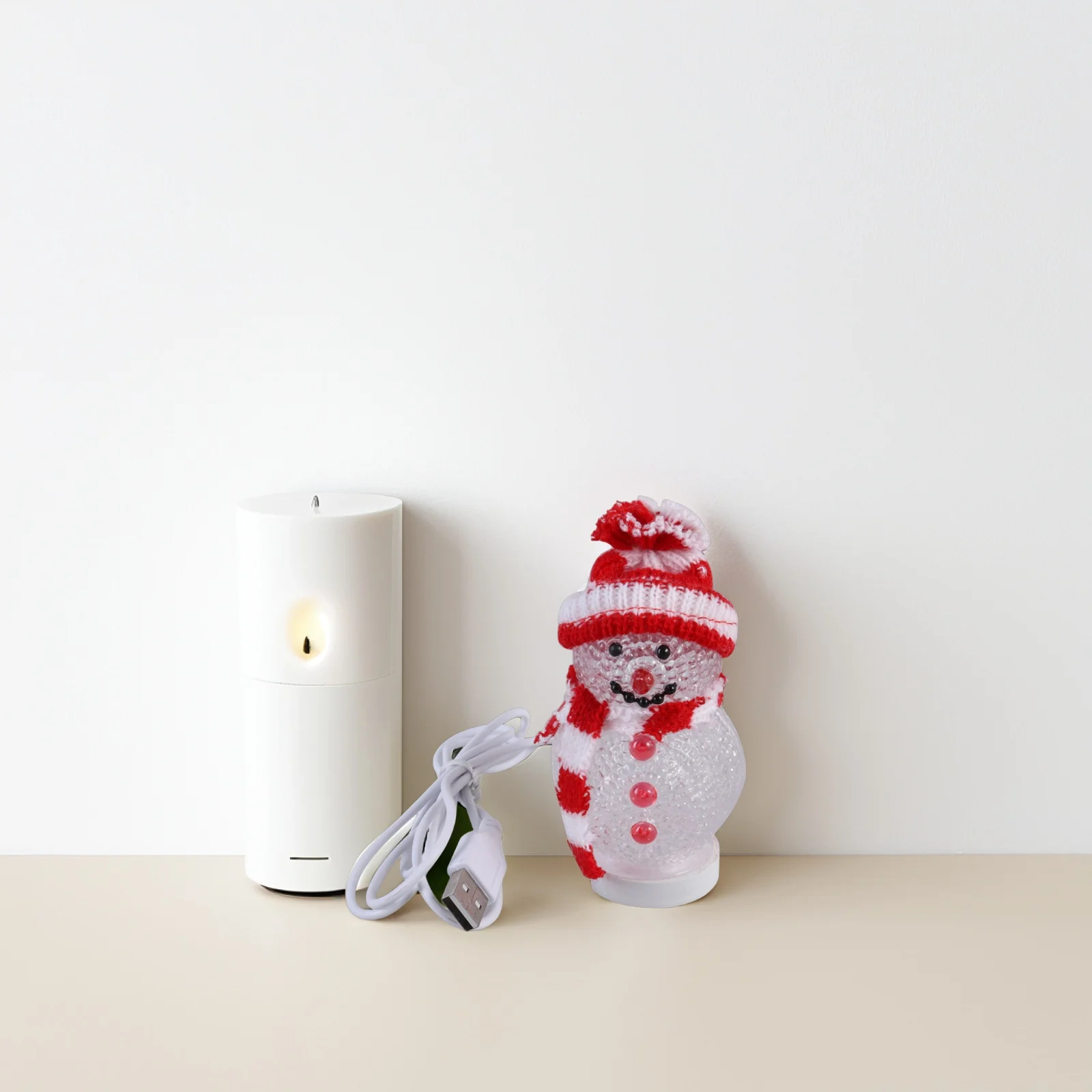 

Luminous Snowman 7 Night Light Color Bed Lamp RGB LED USB Powered Table Lamp for Bedroom Living Room Christmas