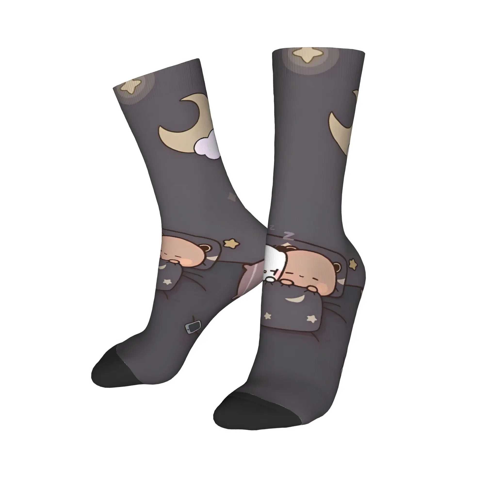Cute Bubu Dudu Cartoon Print Bear and Pa Socks Stockings Autumn Anti-Slip Adults Men Socks Breathable Pattern Running Socks view 3