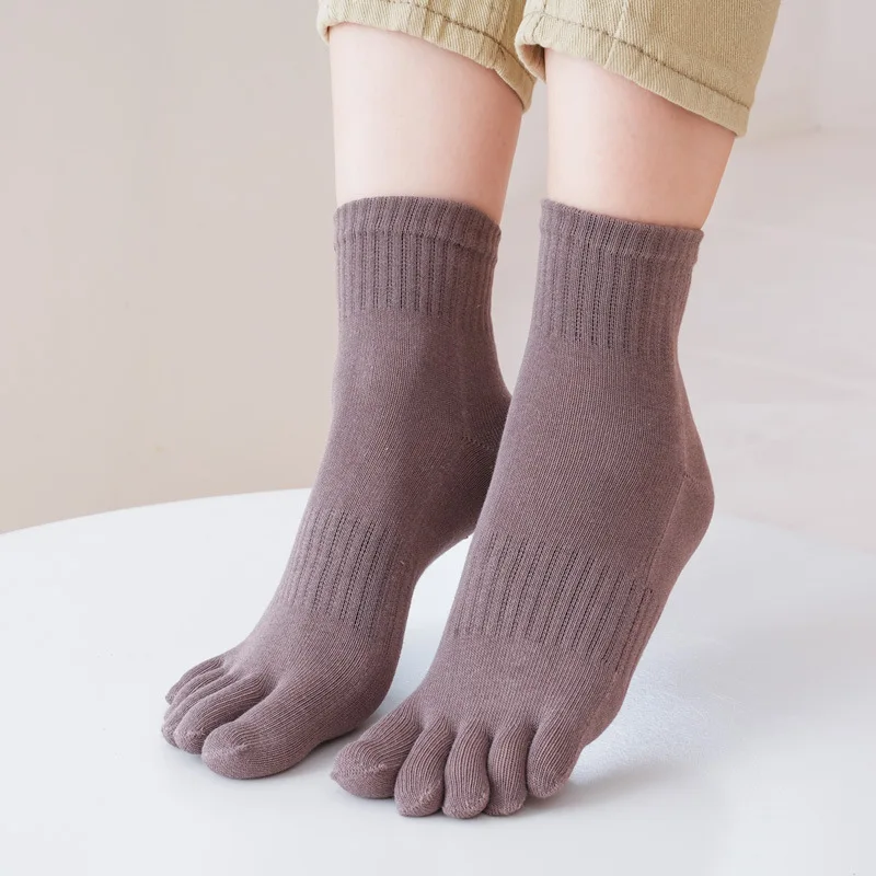 5 Pairs Women's Five-finger Socks Autumn and Winter Cotton Medium Tube Cotton Socks Sub-toe/five-toe Socks