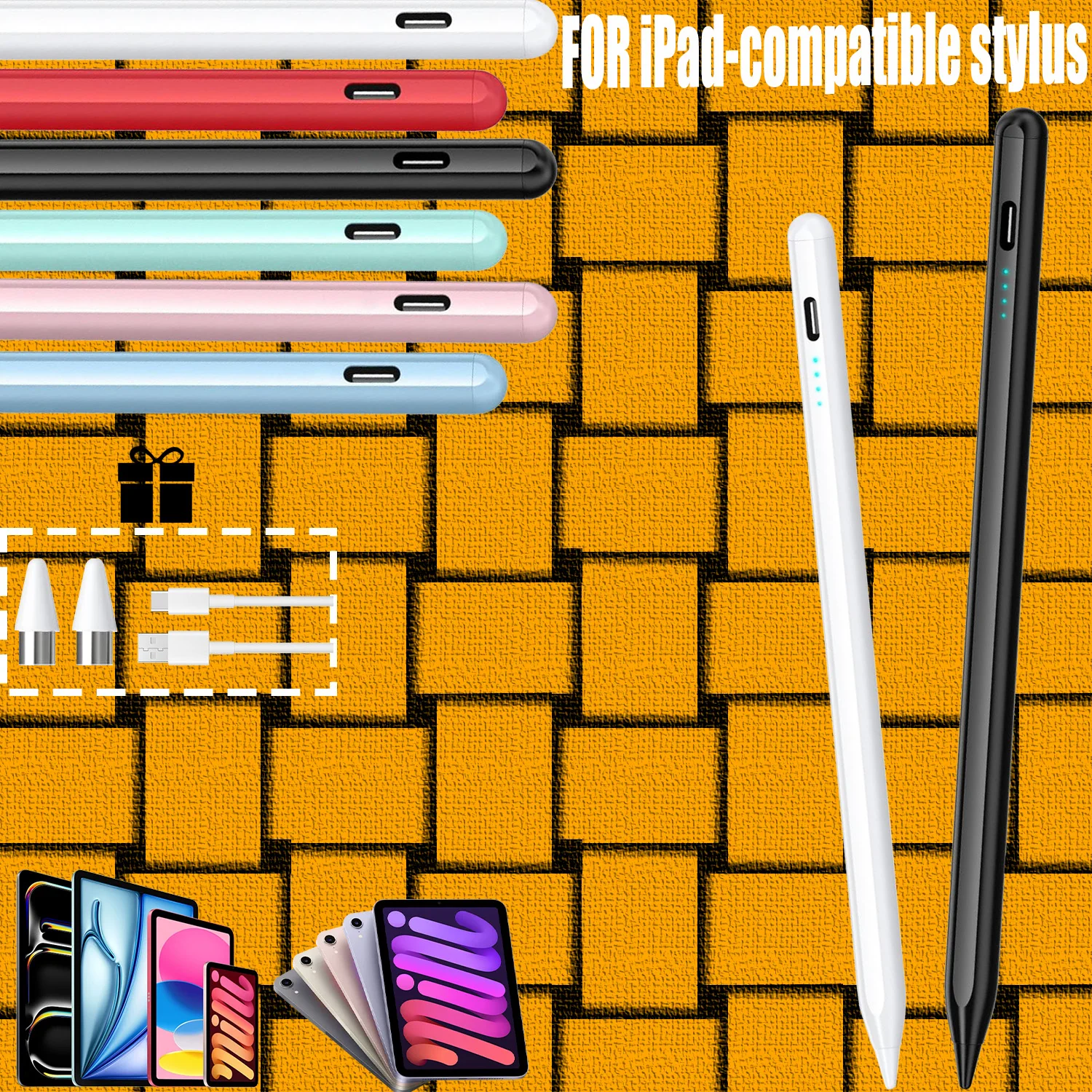 

Стилус для iPad, совместимый с iPad Pro/Air/Mini/10-го поколения (2018-2026), с функцией отклонения ладони, магнитным креплением, быстрой зарядкой и длительным временем автономной работы