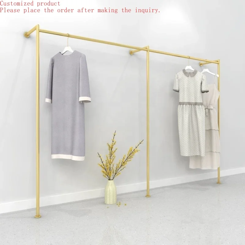 

Custom.Custom .Custom.Retail Clothing Store Metal Gold Iron Pipe Wall mounted Stainless Steel Display Rack