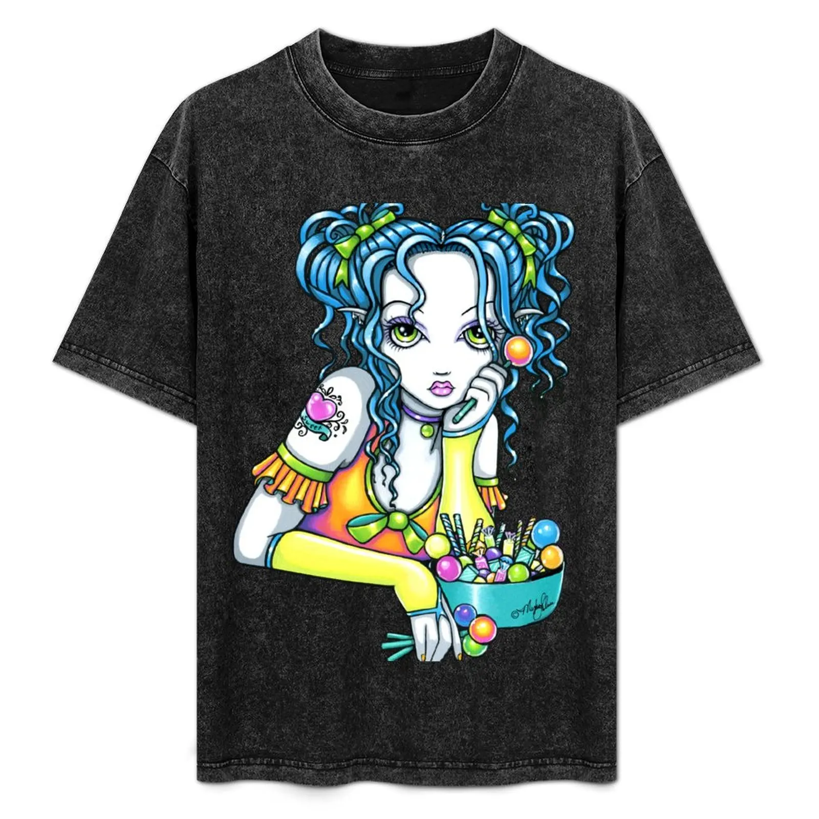 Футболка Alisha Rainbow Candy Tattoo Fairy от Myka Jelina, повседневная футболка большого размера