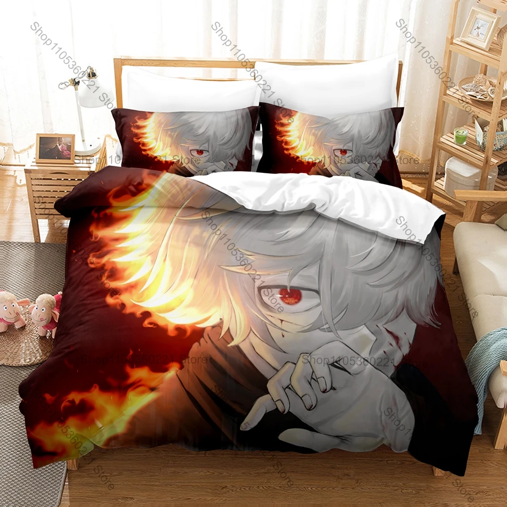 Dark Japanese Fantasy Anime Hell’s Paradise Jigokuraku 3PCS Bedding Duvet Cover + 2 Pillowcases Manga Fan Quilt Set