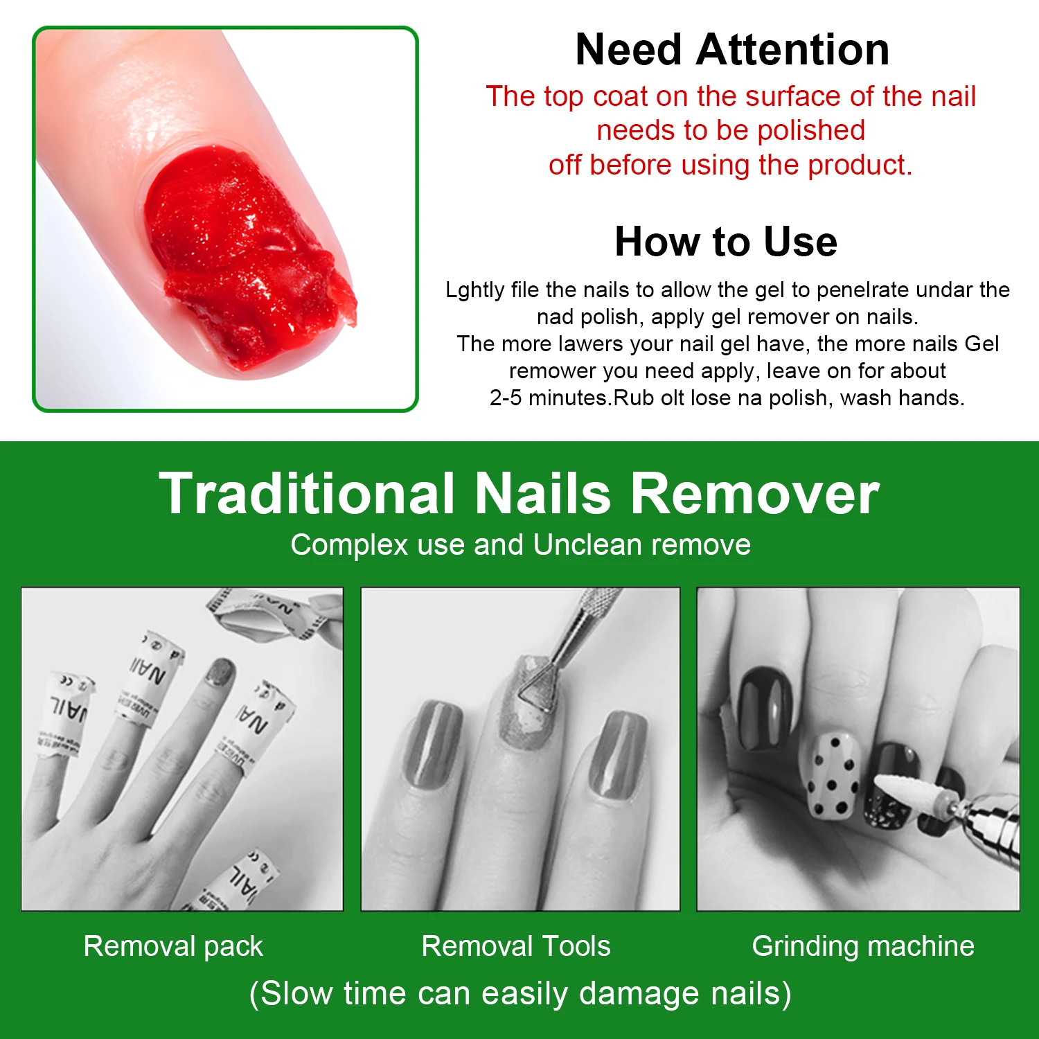 10ml Gel Nail Polish Remover, Quickly Easily Removes Uv Gel Polishes Within 2-5 Minutes, Magic Soak-Off Quick Nail Glue Remover