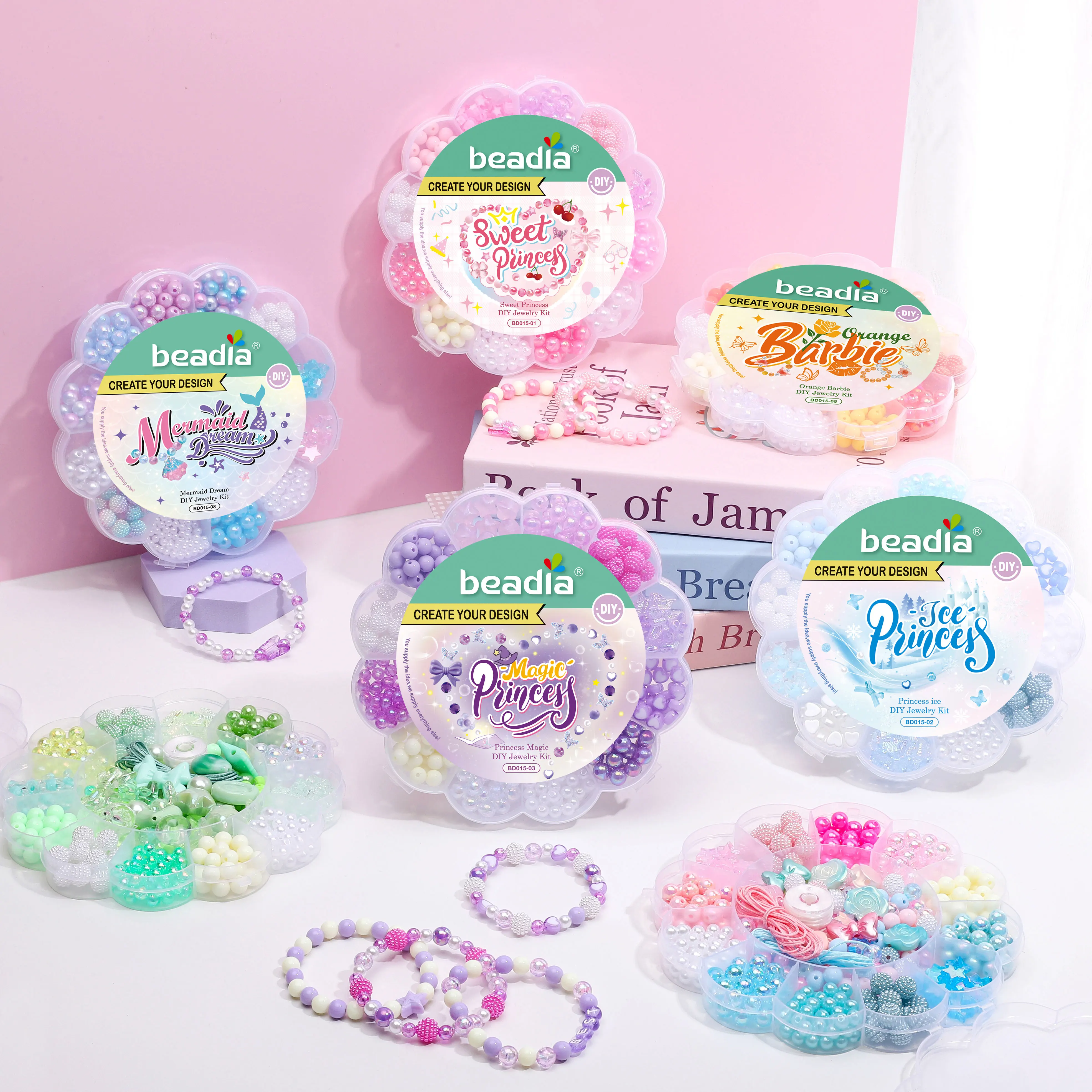 Jewelry Making Kits - ชุดอุปกรณ์ทำเครื่องประดับอะคริลิก 12 ช่อง พร้อมเชือกสำหรับร้อยลูกปัด สำหรับทำสร้อยข้อมือ สร้อยคอ