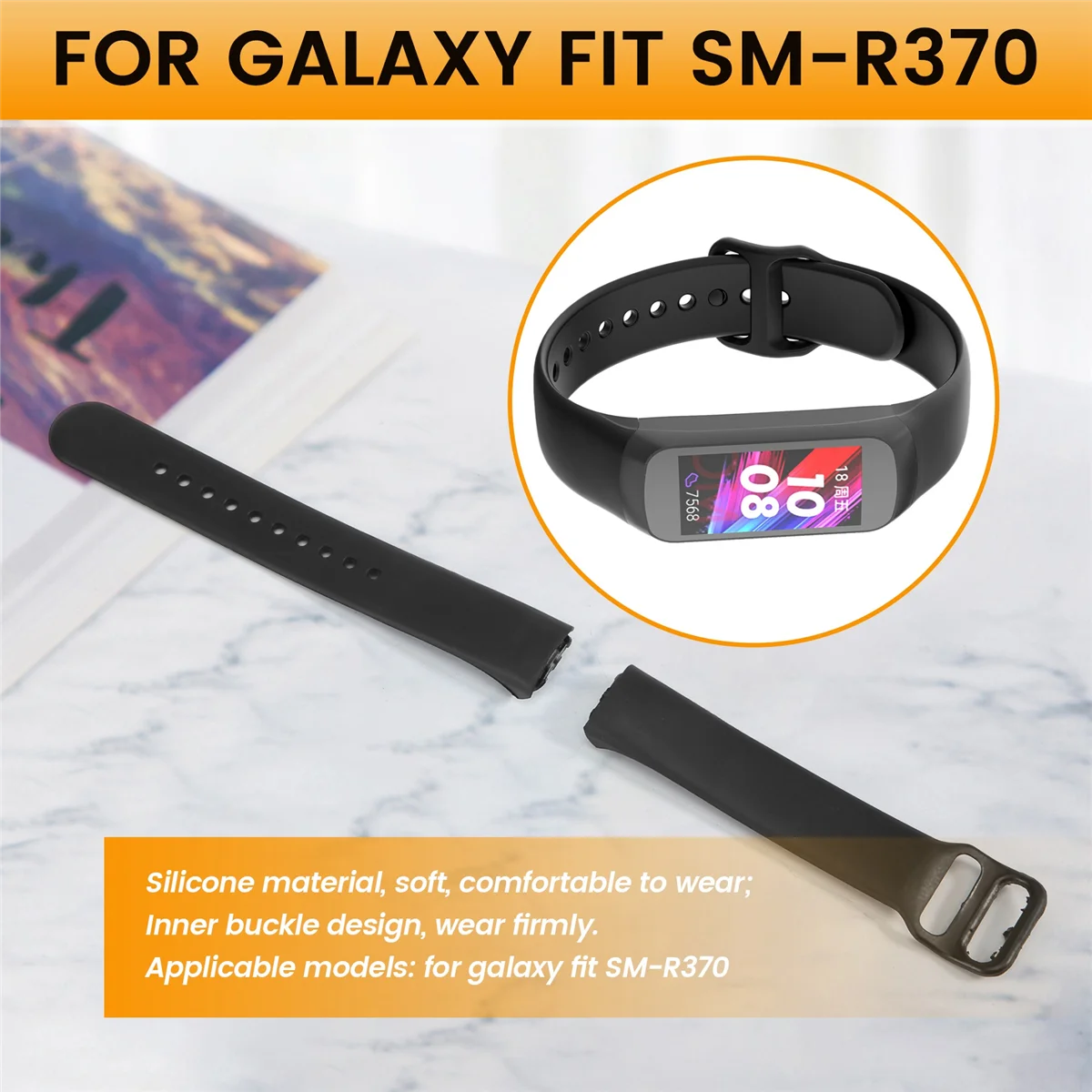 حزام ساعة رياضي لهاتف سامسونج جالاكسي فيت SM-R370 حزام ساعة بديل من السيليكون الناعم لهاتف سامسونج جالاكسي فيت SM-