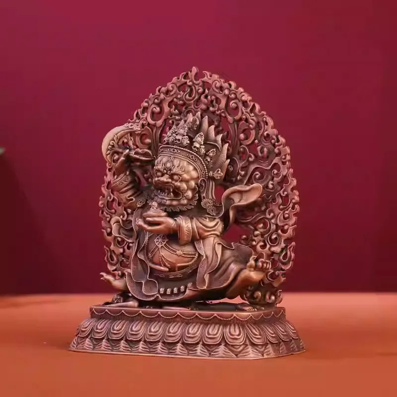 Tantric Purple Copper Two-Armed Guardian Deity Portable Buddha Mahakala Tibetan Household Worship Ornament 10cm