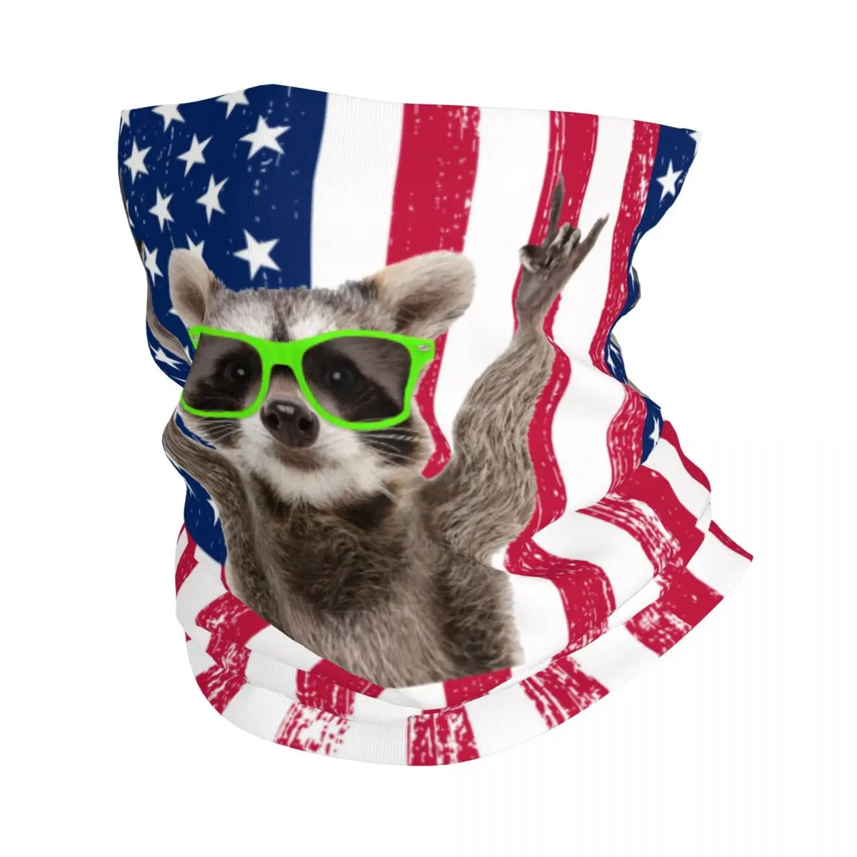 Custom Funny Green Sunglasses Raccoon Bandana Neck Gaiter UV Protection Face Scarf Cover Women Men Headwear Tube Balaclava