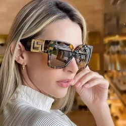 Gafas de sol Vintage para hombre y mujer, lentes cuadradas con degradado, diseño de marca de lujo, UV400, 2023