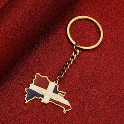 Stainless Steel Enamel The Dominican Republic Map Keychain Jewelry
