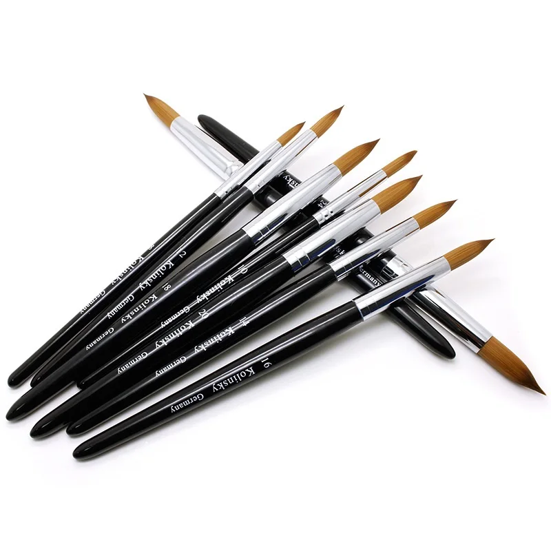 Kolinsky Nail Art Brush Painting Drawing Brushes Wood Acrylic Brush Manicure Tools UV Gel Nail Polish Builder TIANMI