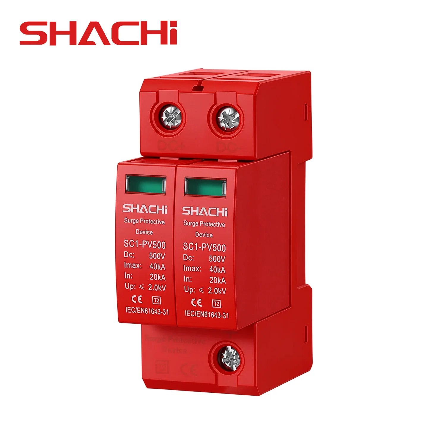 SHACHI DC SPD 2P Series Surge Protection Device 500V 600V 800V 1000V for Photovoltaic Solar System Lightning Protection