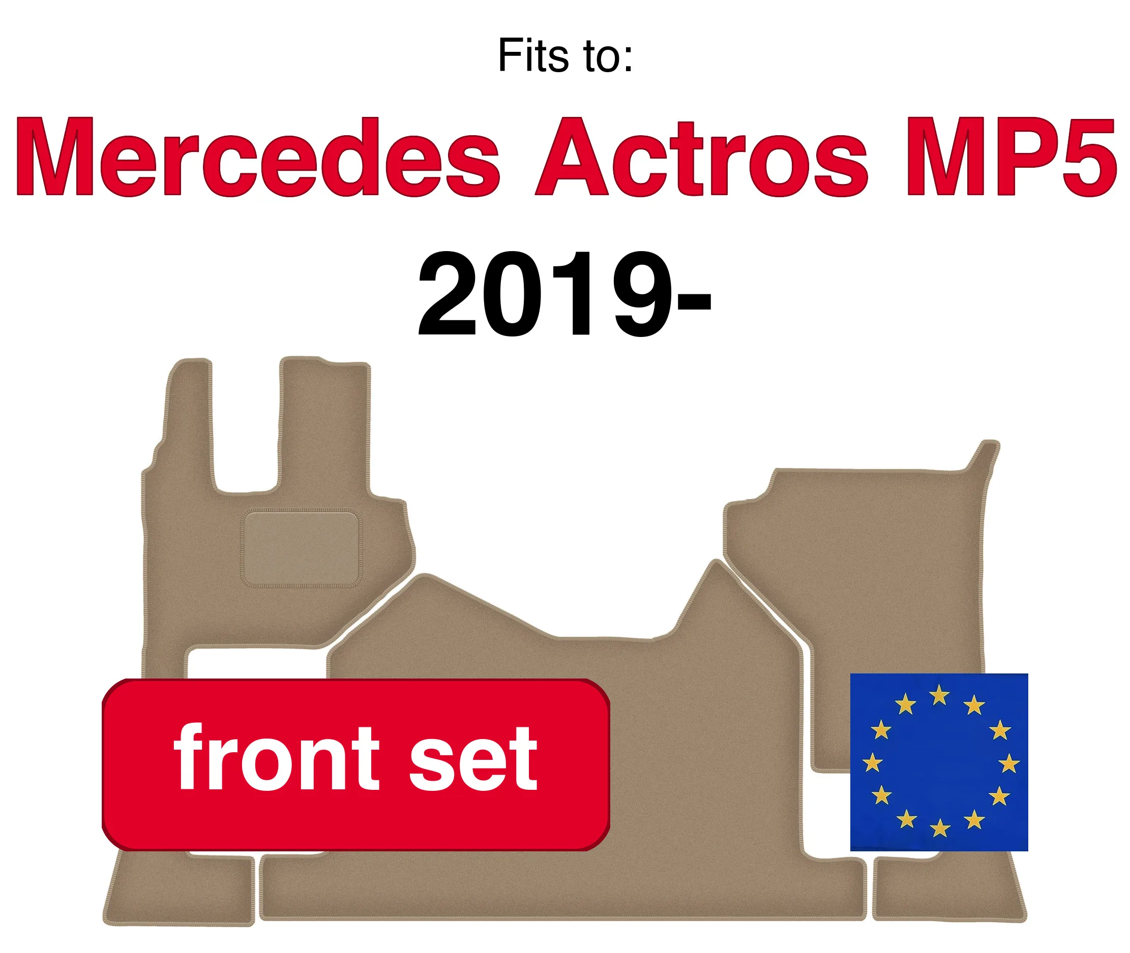Auto velours vloermatten voor Mercedes Actros MP5 vrachtwagen (2019-) -beige (2 stuks) set auto vloerkleed vooraan