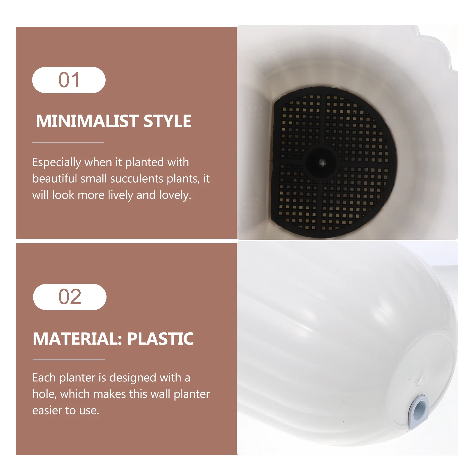 

2Pcs Wall Planter Pot Hanging Wall Planters Indoor Succulent Plant Holders Plastic Minimalist Style Decoration