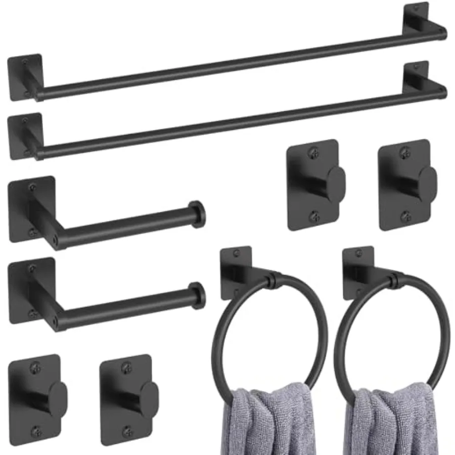 

10 Pieces Bathroom Accessories Set, Bathroom Hardware Set, 24 inch Towel Bar, Towel Racks for Bathroom, Robe Towel Hooks, Toile