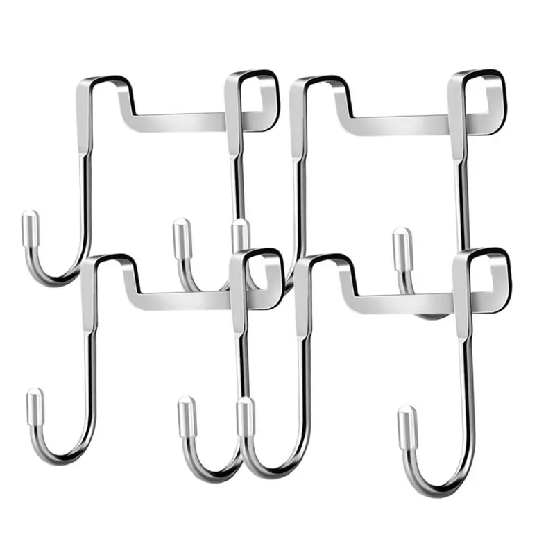 

4PCS Double Hook Kit Door Hook Kit Bathroom Hanger Over The Shower Towel Hat Organizer Rack Hat Hooks Hat Hanger Coat Hangers