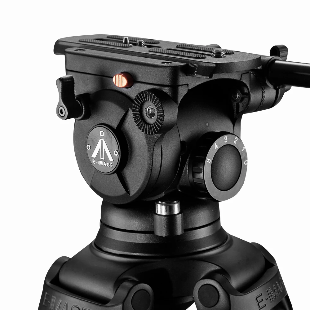 E-IMAGE EI7080AA المهنية الثقيلة مرحلتين الألومنيوم 100 مللي متر وعاء فيديو ترايبود لكاميرات الفيديو كاميرا الفيديو