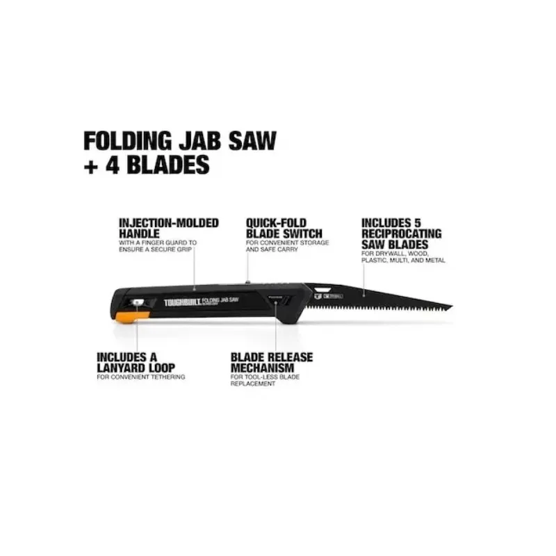 TOUGHBUILT TB-H4S5-23FU Folding Jab Saw With 4 Blades Woodworking Saws Garden Logging Toughbuilt Hand Saws Hand Tools