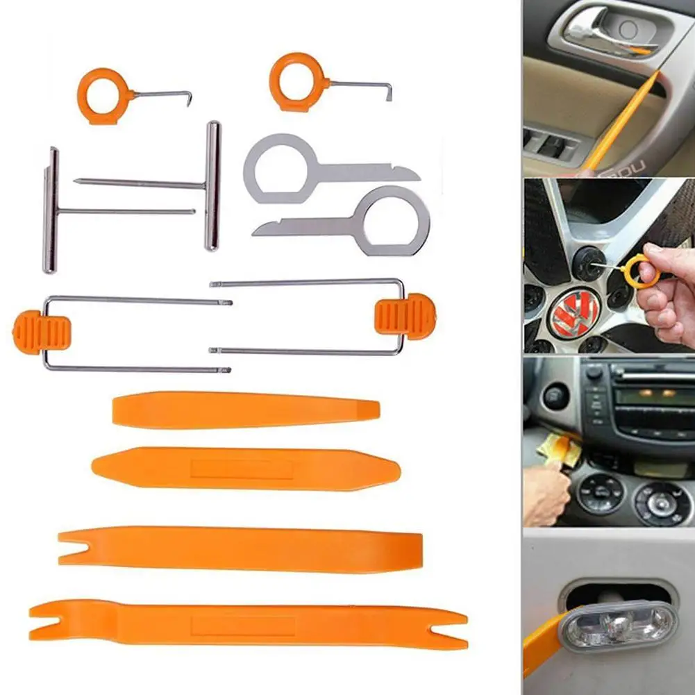 

12 шт., набор для снятия обшивки салона автомобиля, набор инструментов для дверной панели, приборной панели, инструменты для установки аудиосистемы, инструменты для разборки автомобиля